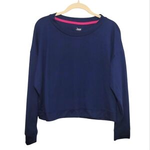 Jenni Intimates Dark Blue Casual Loungewear Top Long Sleeve Sleep Shirt Medium
